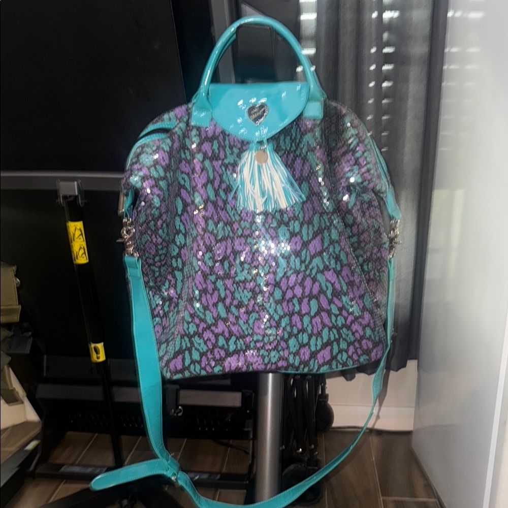 Betsey Johnson Blue and Purple Travel Bag with Stylish Design